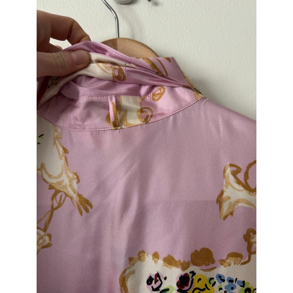 Tory Burch 10 Floral Print Tie Neck Silk Dress in Pink - Picture 11 of 11